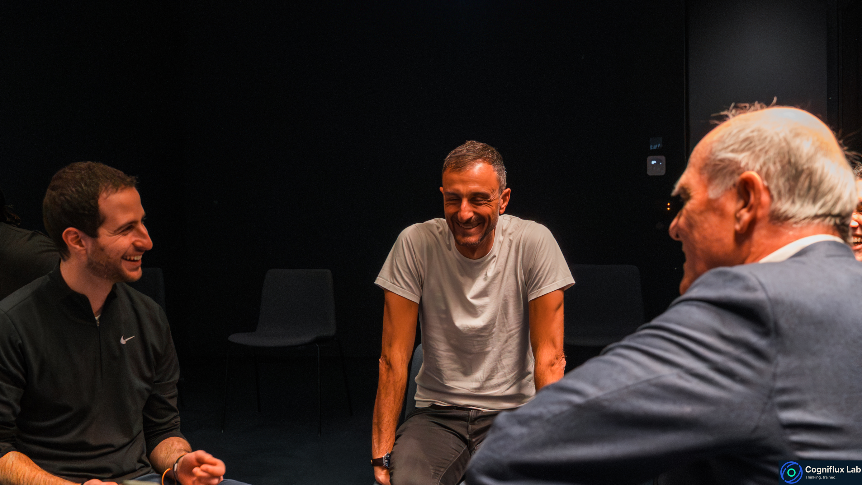 Members laughing together after a Cogniflux Lab session